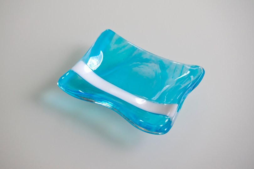 Aqua wavy dip bowl