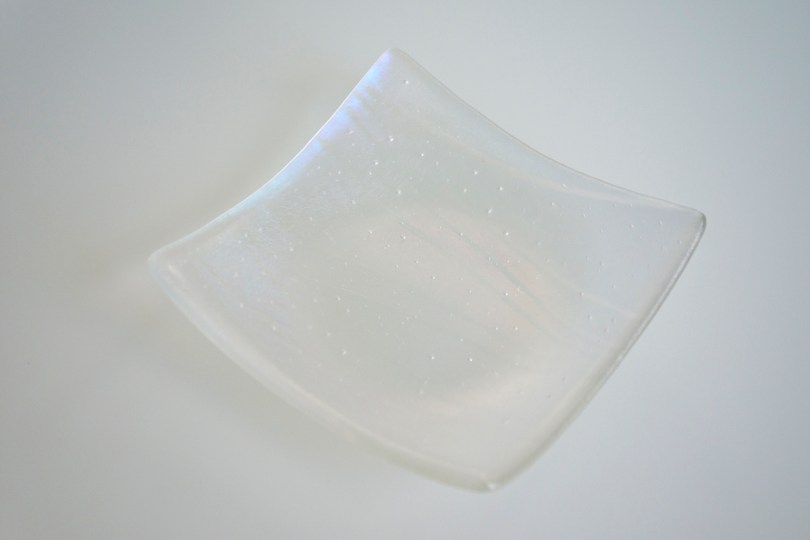 Clear iridescent bowl
