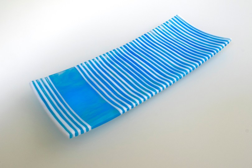 4x14" platter of aqua blue strips