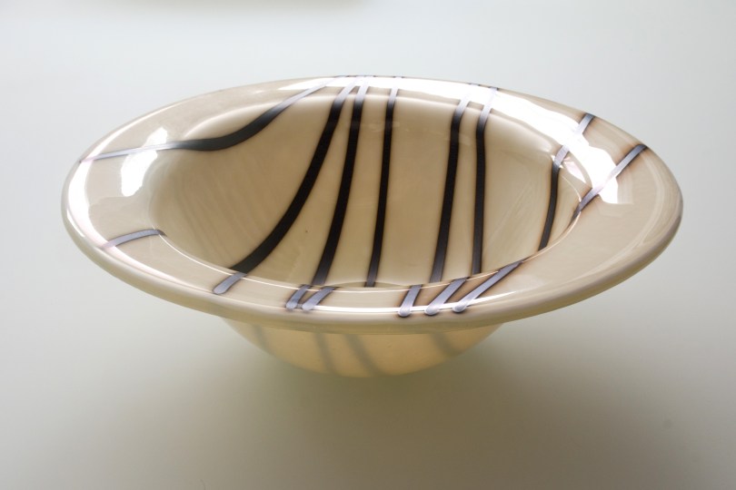 9.5" steel blue striped bowl