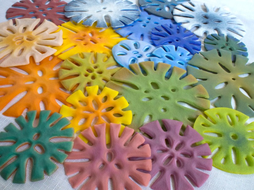 Colorful corallite pieces