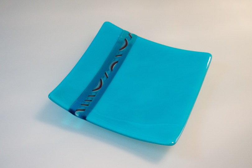 8x8 turquoise plate with twisted cane detail [SOLD]