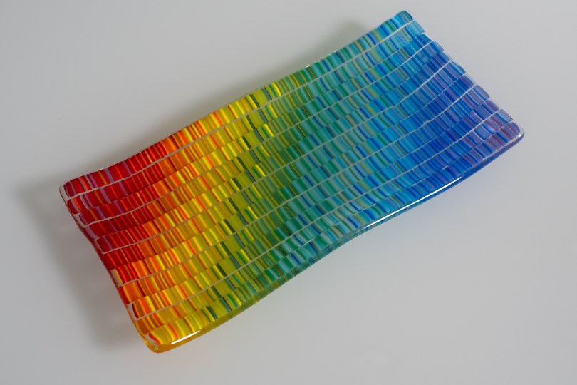 4x9" wavy rainbow tapestry plate