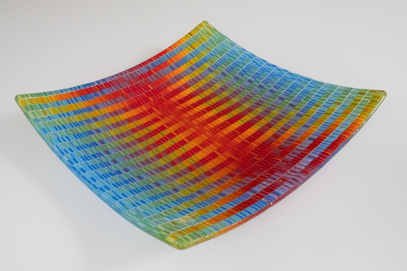 12x12 rainbow tapestry bowl by The Purple Kiln